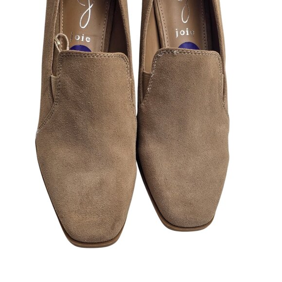 New Women's - Joie Wevenly Tan Suede Square Toe Block Heels, Size 8 1/2 - Picture 3 of 11